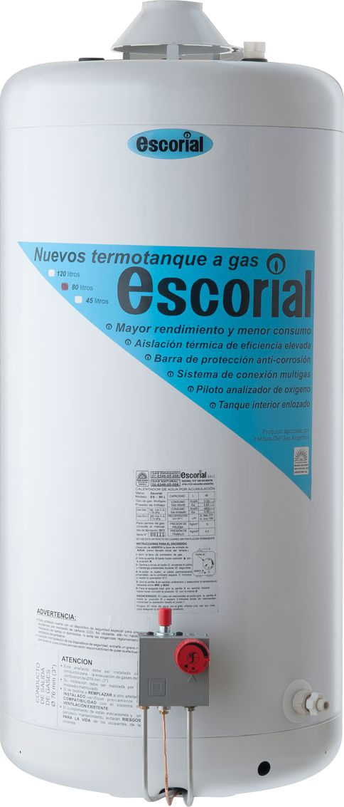 TERMOTANQUE A GAS ESCORIAL 80 LITROS MULTIGAS