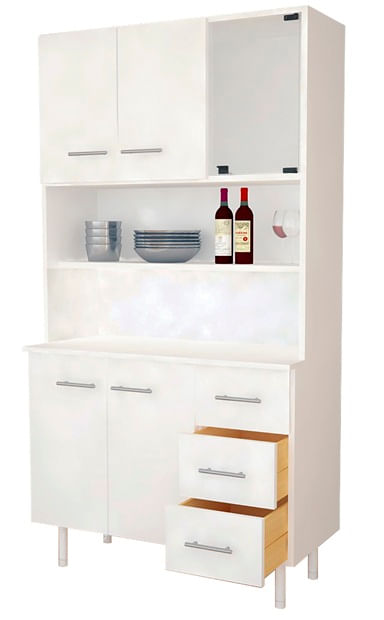APARADOR DE COCINA MOSCONI TRIPLO KIT BLANCO