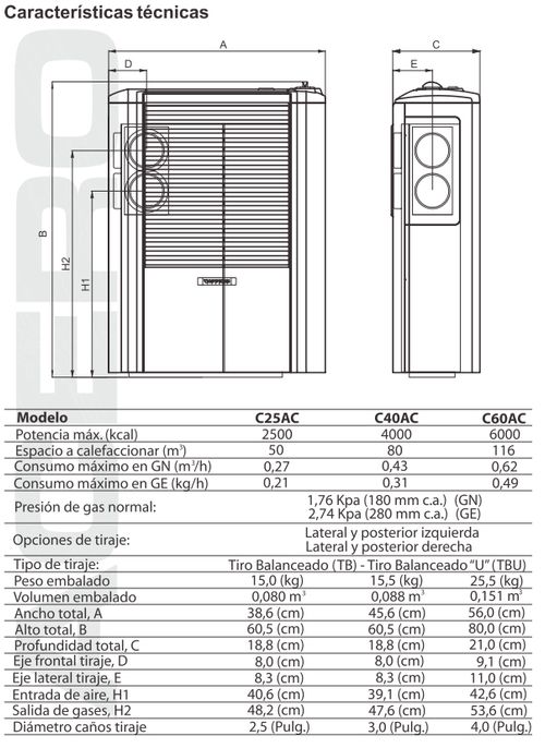 CALEFACTOR COPPENS TB 6000 PELTRE S/IZQUIERDA