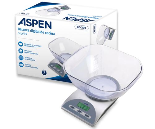 BALANZA DE COCINA ASPEN BC-220 SILVER  EK3250 CAM