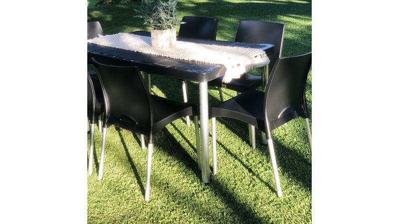 Set de Jardin Mesa Tokio + 4 Sillas Boston Negro