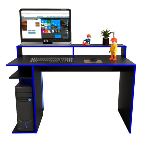 ESCRITORIO GAMER TABLES 1.29 NEGRO C/F AZUL 3047