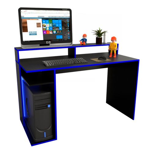 ESCRITORIO GAMER TABLES 1.29 NEGRO C/F AZUL 3047