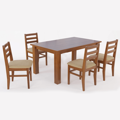 MESA RECTANGULAR PACIFICA 1.20 x 0.90 INMACOL + 4 SILLAS ATLANTICO CASTAÑO INMACOL