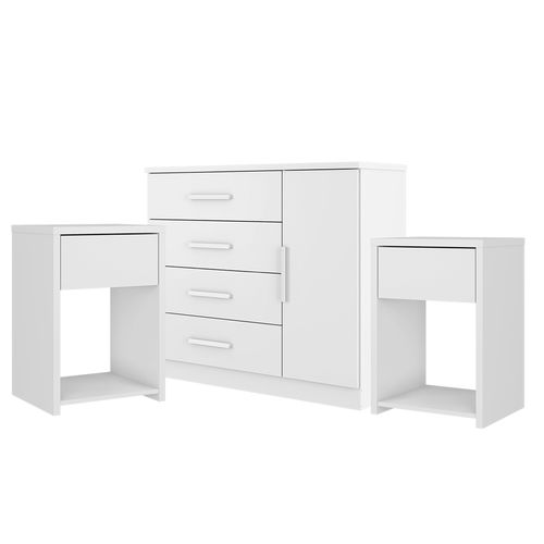 COMBO COMODA GENOVA BLANCO + MESA DE LUZ TRIUNFO BLANCO ZANZINI