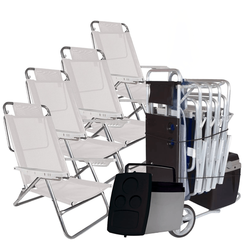COMBO MOR CARRITO PORTA REPOSERAS + 4 REPOSERAS SUMMER + CONSERVADORA 34L