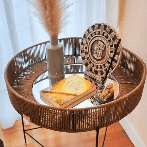 MESA MIL SILLAS ARRIME ALTA CIRCULO ESPEJO MARRON