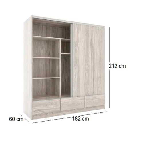 PLACARD ORLANDI PUERTA CORREDIZA 1.82 ABEDUL ART.3123
