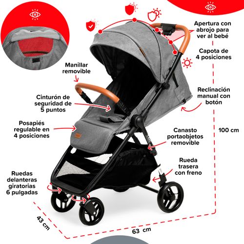 COCHE DE PASEO BEBESIT TFLEX 1321-A GRIS