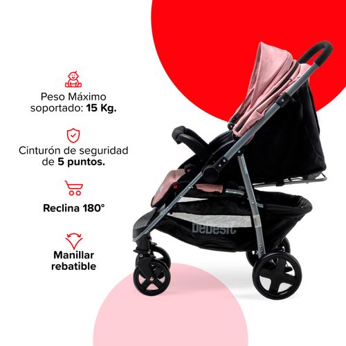 COCHE BEBESIT TRAVEL SYSTEM AERIS 1390TS-F ROSADO