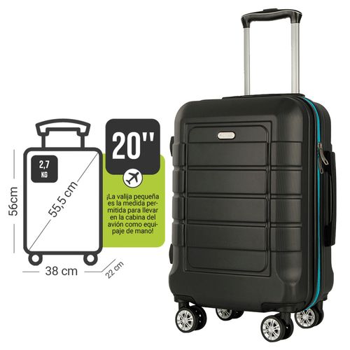 VALIJA MICROCASE 20 PULGADAS NEGRA