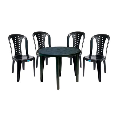 COMBO VOSS 2000. MESA CIRCULAR NR + 4 SILLAS LIVING COLOR NEGRO
