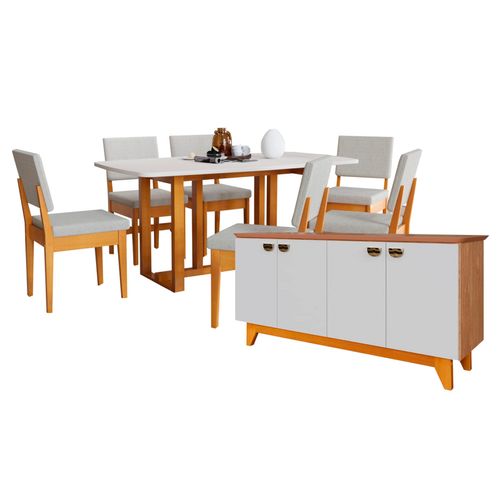 COMBO MESA FILADELFIA 1.70 M + 6 SILLAS MIAMI + BAHIUT SUECIA