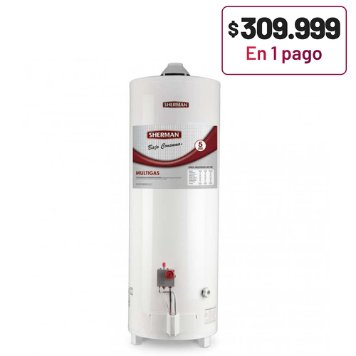 TERMOTANQUE SHERMAN TPGP080MSH13 80 LTS MG CARGA SUPERIOR